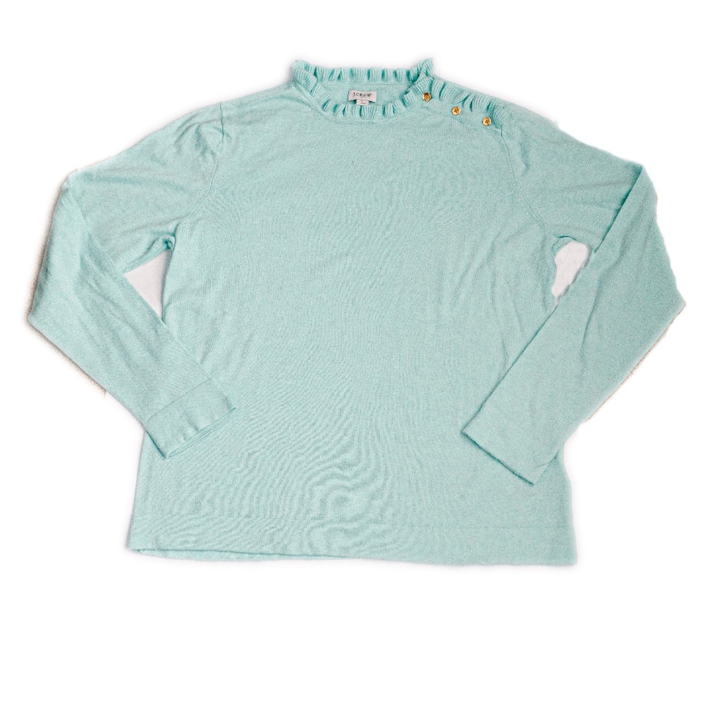 Size Large Mint Green J Crew Sweater with Ruffle Collar